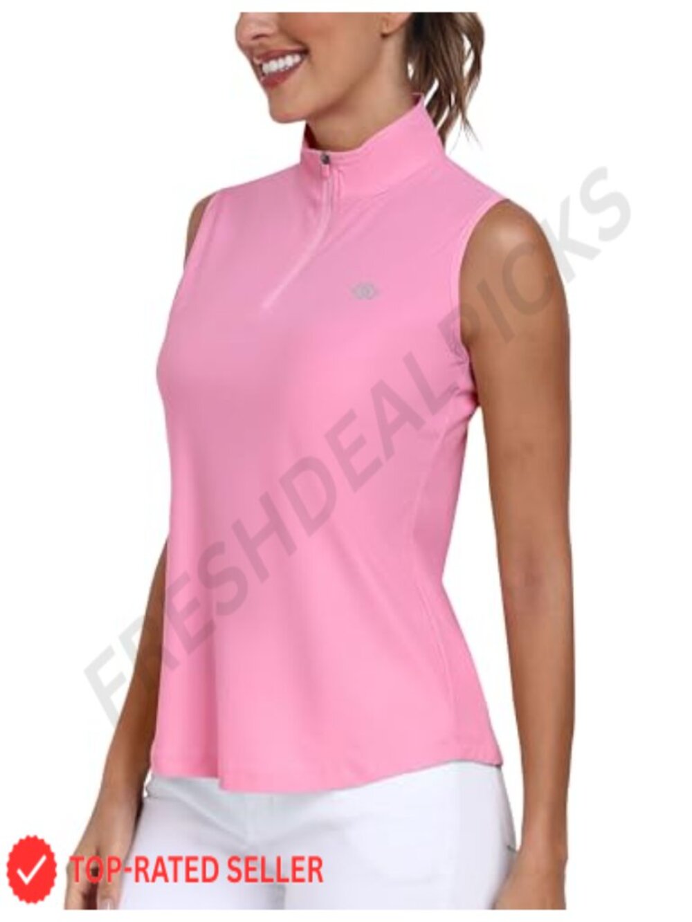 AIRIKE Sleeveless Golf Shirts for Women UPF 50+ Quarter Zip Quick Dry Tennis